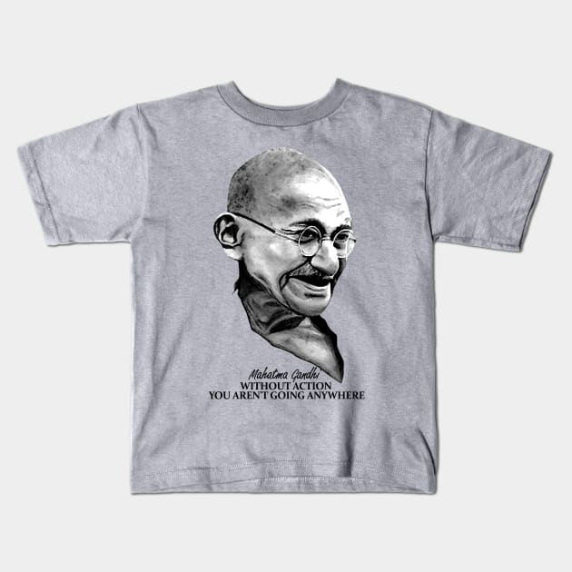 Mahatma Gandhi Kids T-Shirt by KewaleeTee